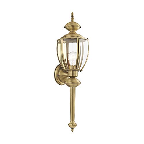 Livex Lighting 2112-02 Outdoor Wall Lantern with Clear Beveled Glass Shades, Polished Brass