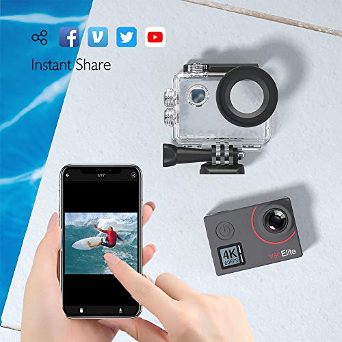 AKASO V50 Elite 4K60fps Touch Screen WiFi Action Camera Voice Control EIS 131 feet Waterproof Camera 8X Zoom Remote Control
