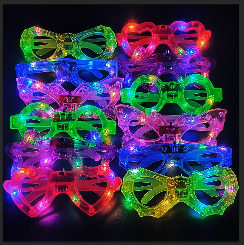 LED Glasses Neon glow in the dark party supplies Favor for Kids Adult Glow sticks Light Up Glasses 15/24/30 Pack