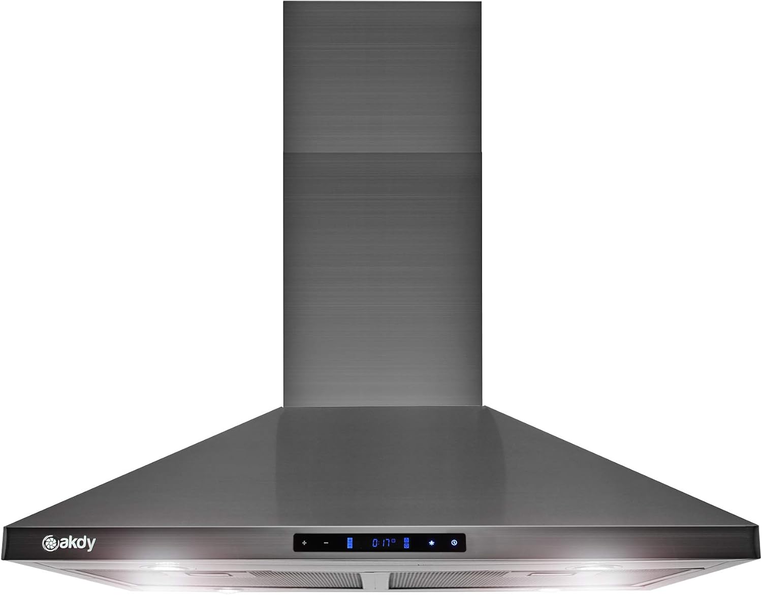 AKDY 30 in. 343 CFM Convertible Island Mount Range Hood Touch Controls and LED Lights in Black Stainless Steel