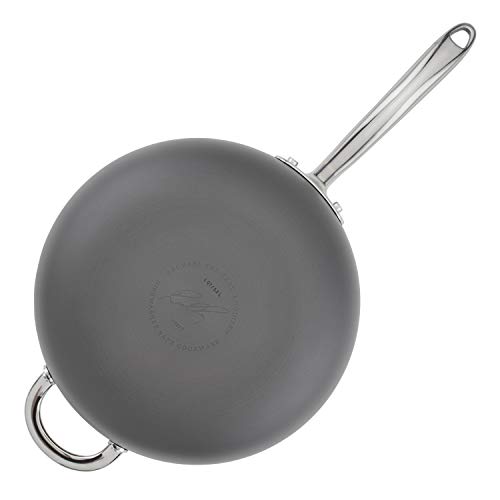 Rachael Ray 80088 Professional Hard Anodized Nonstick Sauce Pan/Saucepan/Saucier with Helper Handle and Lid, 4 Quart - Gray
