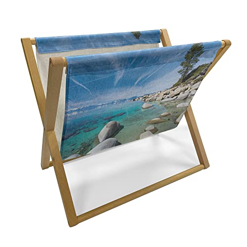 Ambesonne Star Magazine and Book Holder, Abstract Diamond Stars Theme Pattern Infinity Geometric Minimalistic Contemporary, Floor Rack Accent Living Room Office and School, 22