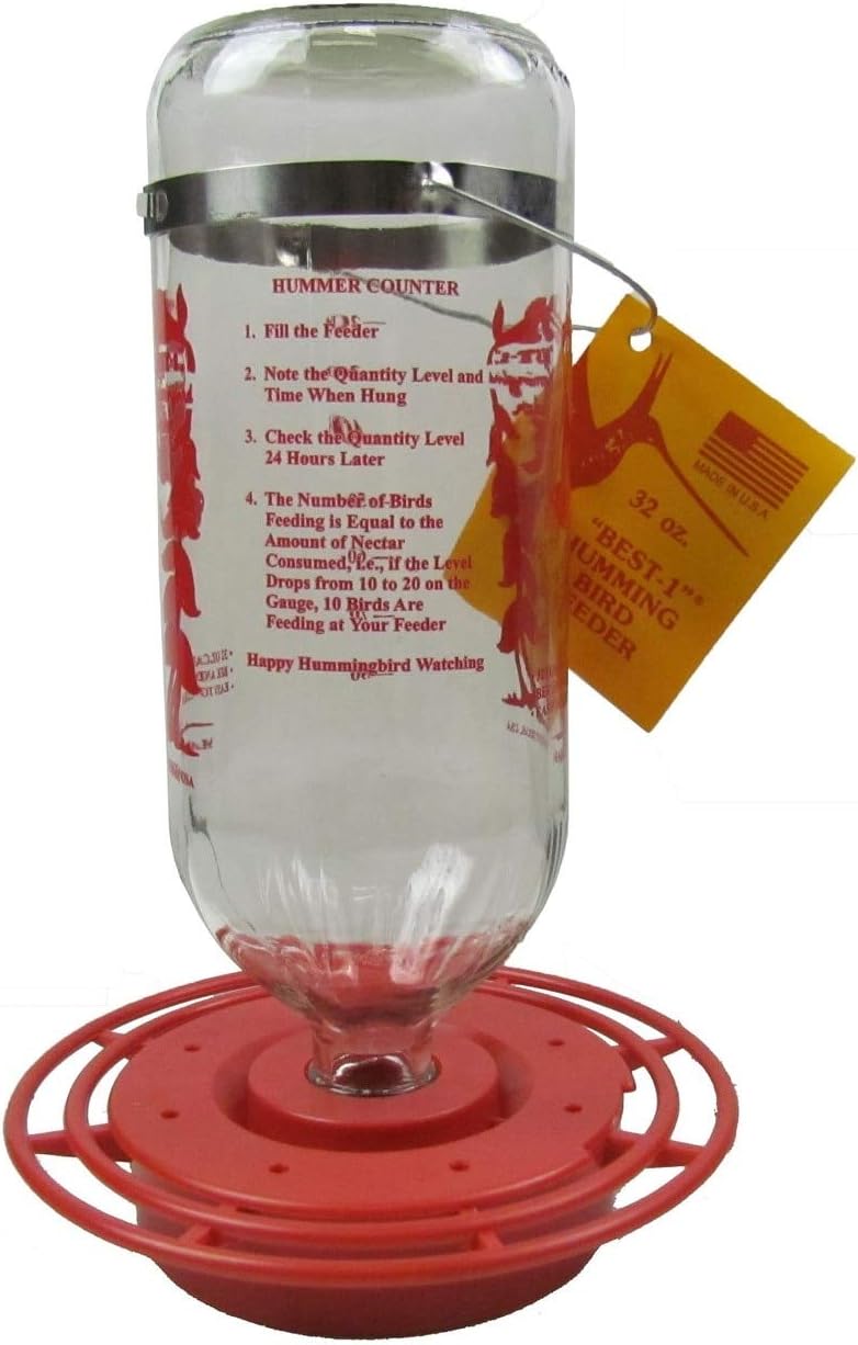 2 Pack of Best-1 Glass Hummingbird Feeders, 32 oz. Each