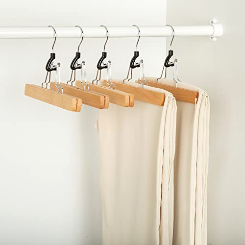 Amazon Basics Wooden Pants Hangers - Natural, 20-Pack