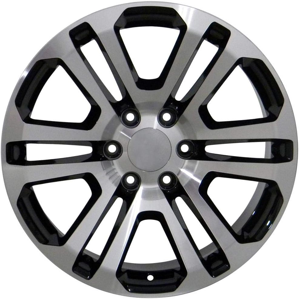 OE Wheels LLC 20 inch Rims Fits Chevy Silverado Tahoe Sierra Yukon Escalade CV99 Black Mach'd 20x9 CK158 Rim Hollander 4741 SET