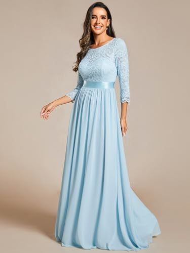 Ever-Pretty Women's Bridesmaid Dresses 3/4 Sleeve Empire Waist Maxi Mother of The Bride Dresses