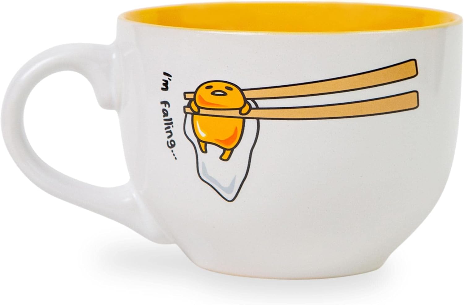 Silver Buffalo Sanrio Gudetama I'm Falling Ceramic Soup Mug Bowl For Ice Cream, Cereal, Beverages | Holds 24 Ounces
