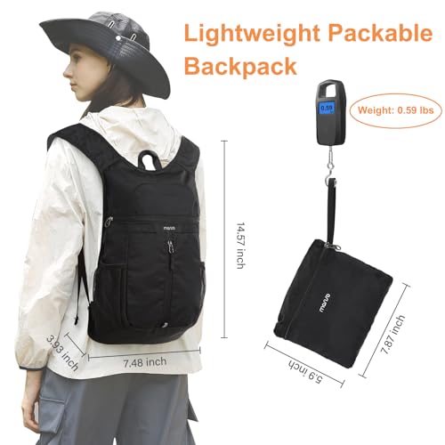 MOSISO 10L Lightweight Hiking Daypack Small Packable Travel Hiking Backpack, Foldable Shoulder Bag with Front Vertical Pocket, Black