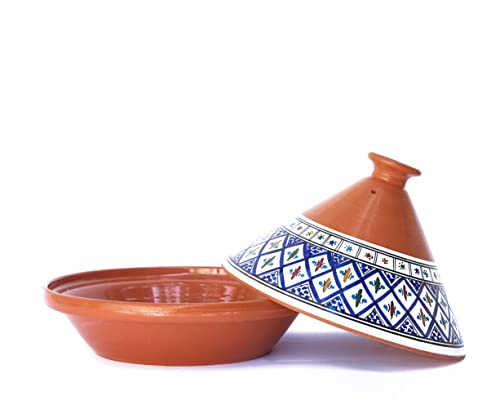Kamsah Hand Made and Hand Painted Non-Stick Tagine Pot | Moroccan Ceramic Pots For Cooking and Stew Casserole Slow Cooker (Medium, Supreme Bohemian Red)