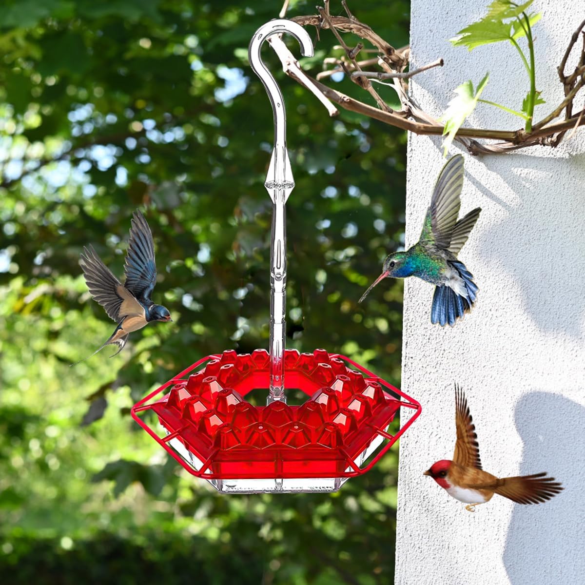 Shirem Hummingbird Feeder, 2024 Shirem Sweety Hummingbird Feeder, Wind Chime Hummingbird Feeder for Outdoors, Hummingbird Feeders Garden Decor
