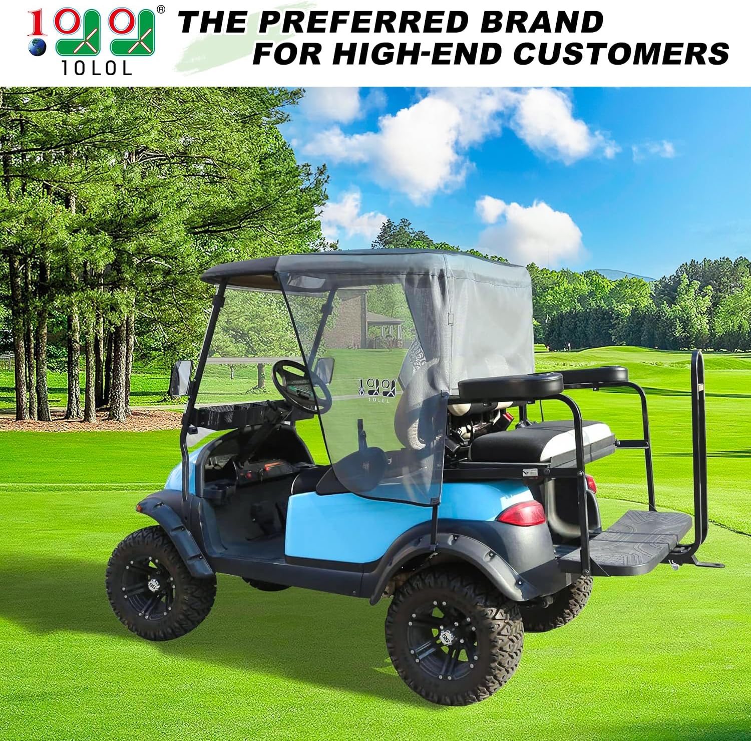 10L0L Golf Cart Sun Shade Cover for Club Car Precedent and EZGO TXT, UV Heat Resistant Sunshade Curtain