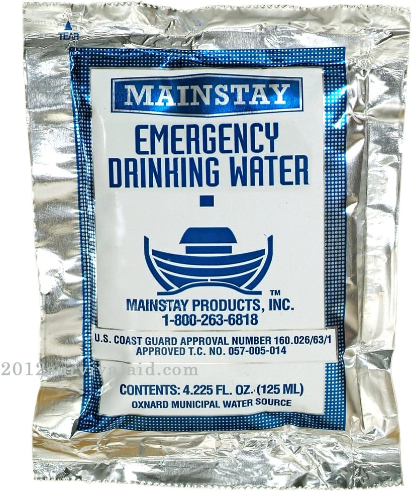 Emergency Water Pack -3 Day Survival Rations (6x4.2oz. Pouches) 5 Year Shelf Life USCG Approved