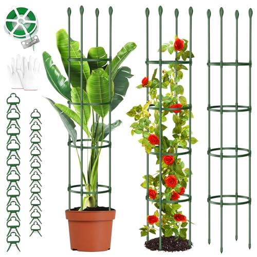 2 Pack Tomato Planter with Trellis for Climbing Plants Outdoor, Self Watering Raised Garden Bed Planter Box, Tomato Cage Garden Trellis Plant Support for Climbing Vegetables Flowers Indoor