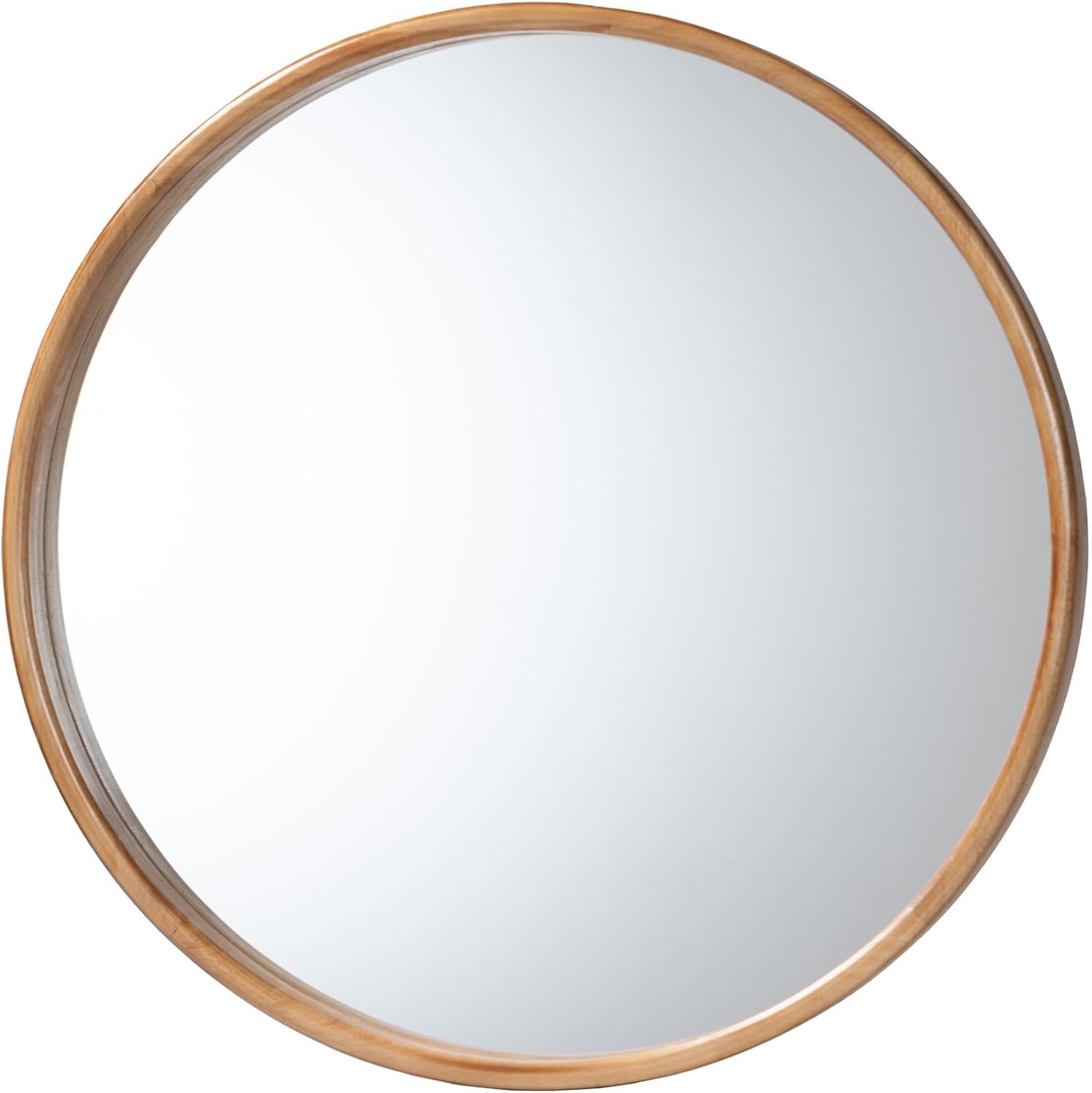 Baxton Studio Tazara Round Accent Mirror, Natural Brown