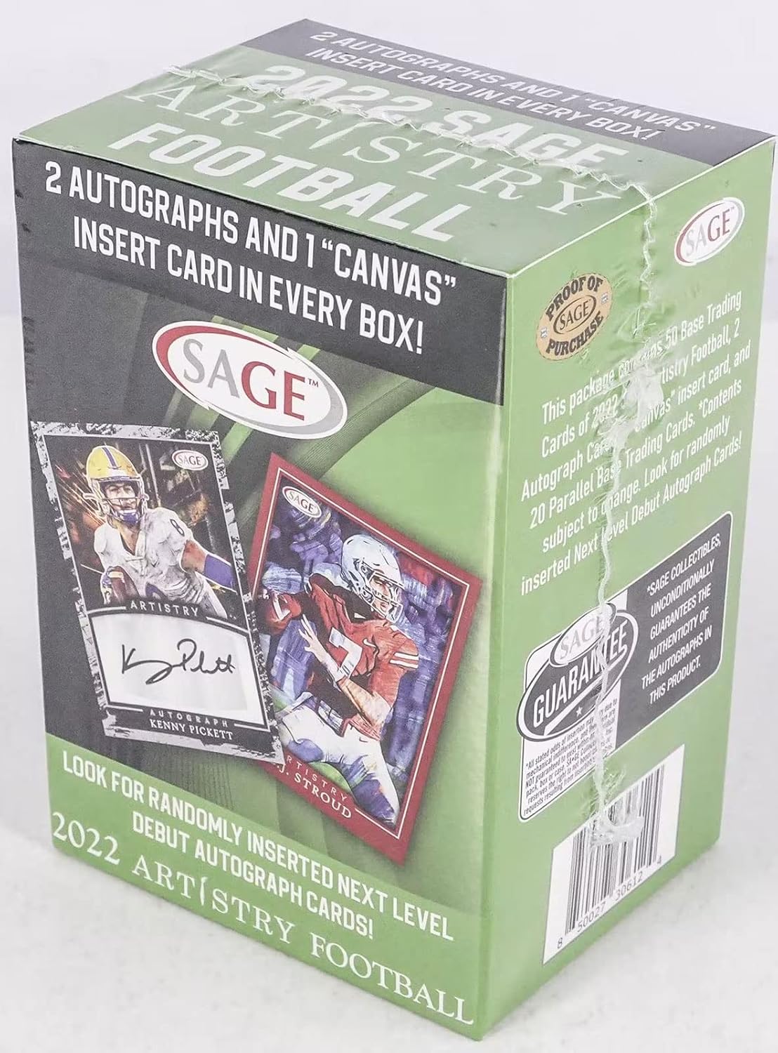 2022 Sage Artistry NFL Football Draft Picks Series Blaster Box with 73 Cards including 2 AUTOGRAPHS and 1 CANVAS Insert Card Possible 2023 Draft Pick CJ Stroud plus Kenny Pickett and Others
