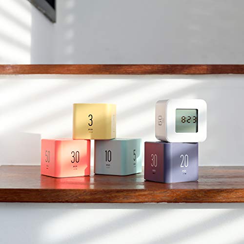 mooas Multi Cube Timer/Rotating Timer (White), Simple Operation, Clock & Timer, 5,15,30,60 min Timer setting