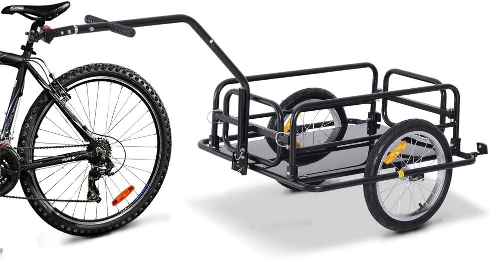 Folding Bike Cargo Trailer Cart with Seat Post Hitch - Black