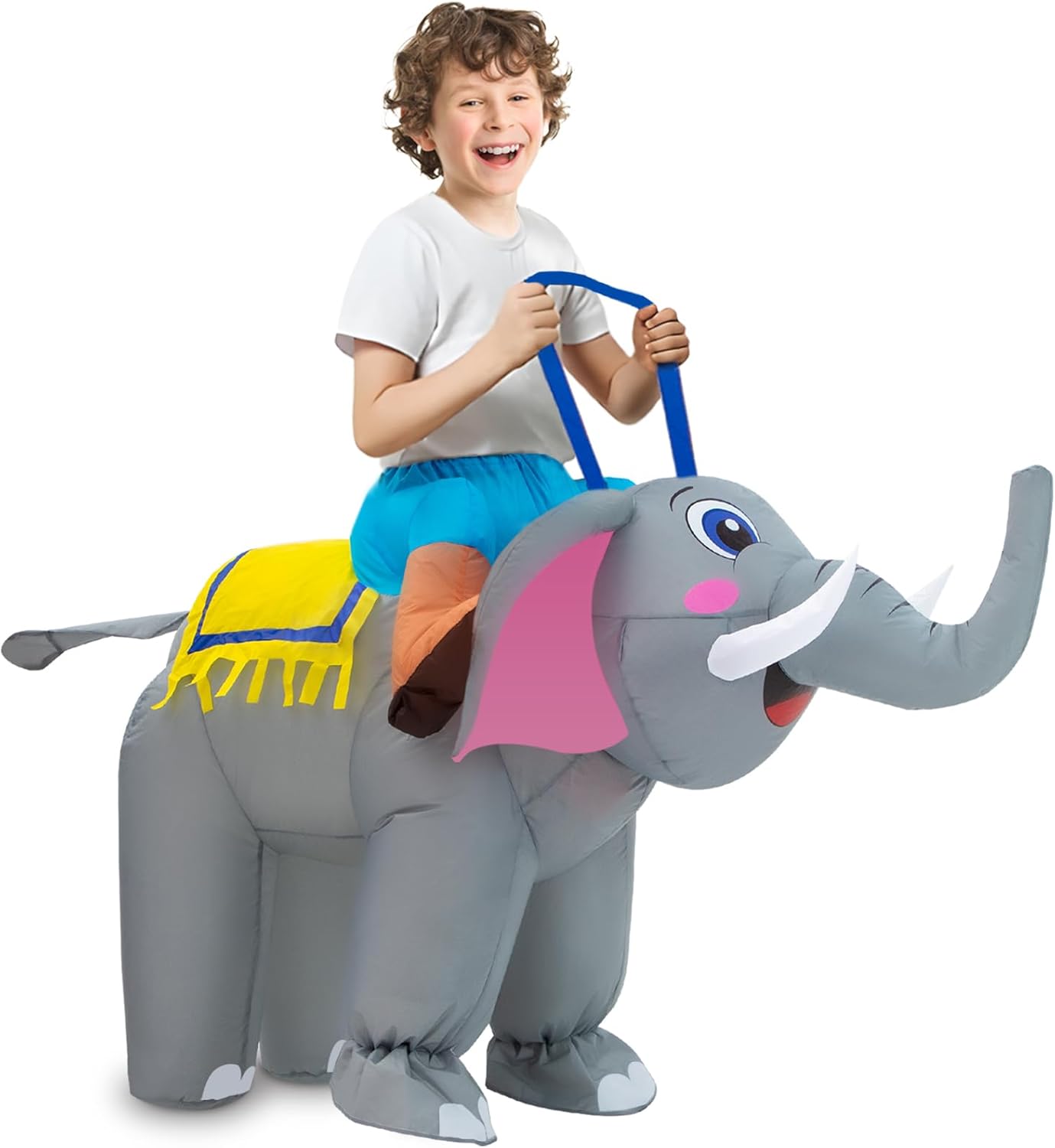 Inflatable Costume Kids Elephant Costume Halloween Blow Up Ride on Elephant Costumes Animals Suit for Boys Girls Funny Cosplay Party