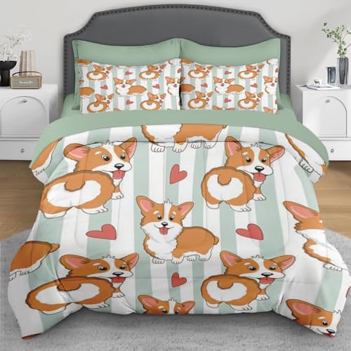 Orange Octopus Turquoise 5 Pcs Comforter Set Twin Size, Cute Sea Colorful Ocean Soft Bedding Set with Flat Sheet and Fitted Sheet Pillowcases & Sham for Kids and Adults Bedroom Bed Decor