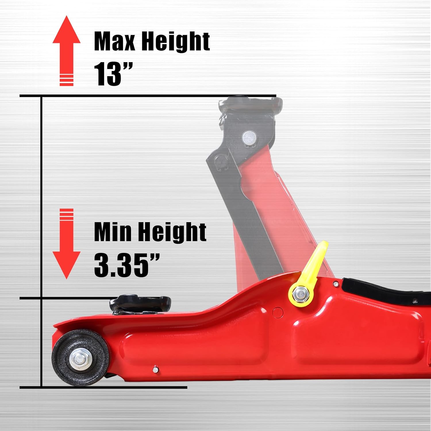 Jack Boss Hydraulic Floor Jack 2 Ton 4,400 Lbs Car Lift Portable Trolley Low Profile Jack for Cars Automotive Sedans, Plastic case, Red