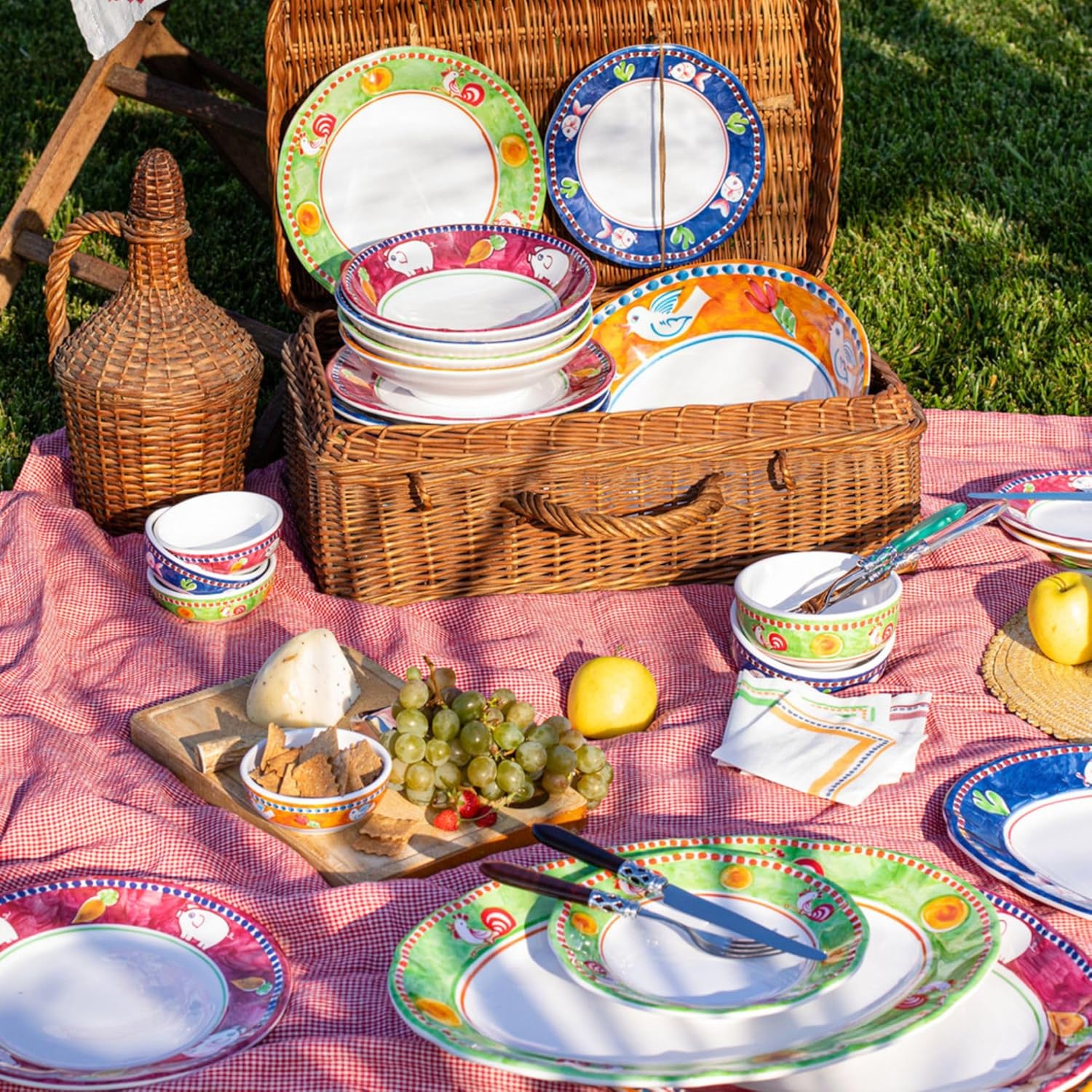 Vietri Melamine Campagna Gallina 4-Pc Unbreakable Dinnerware Set with Pasta Bowl & Dinner Plate