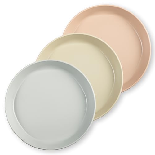Tiny Twinkle Tableware 3 Pack Dish Set- BPA-Free Cups, Plates and Bowls Sets For Kids and Toddlers - Polypropylene Plastic Dinnerware Set (Sand, Cinnamon, Taupe) Plate