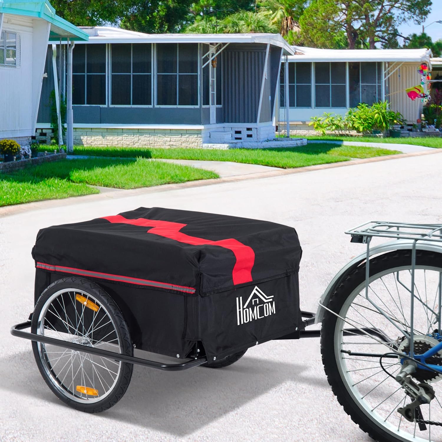 Aosom Bicycle Cargo Trailer, Two-Wheel Bike Luggage Wagon Trailer with Removable Cover