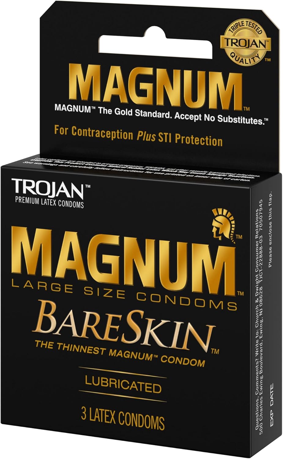 TROJAN Magnum Bareskin Lubricated Condoms, 3 Count (Pack of 6)