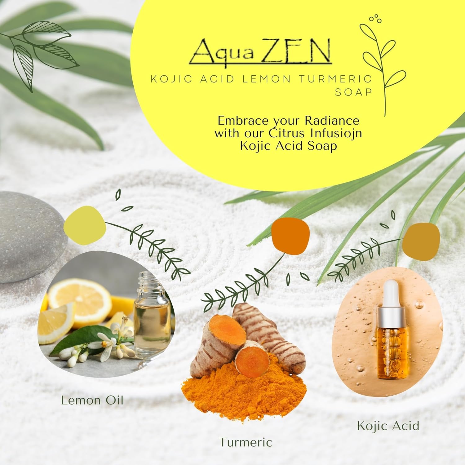 Kojic Acid Soap Lemon Turmeric Brightening Bar with Turmeric, Lemon Oil, Vitamin C+E, & Retinol | (2) BARS 3.5OZ EA + Soap Net | Premium Citrus Infused Kojic Acid Soap w/ Shea Butter & Olive Oil