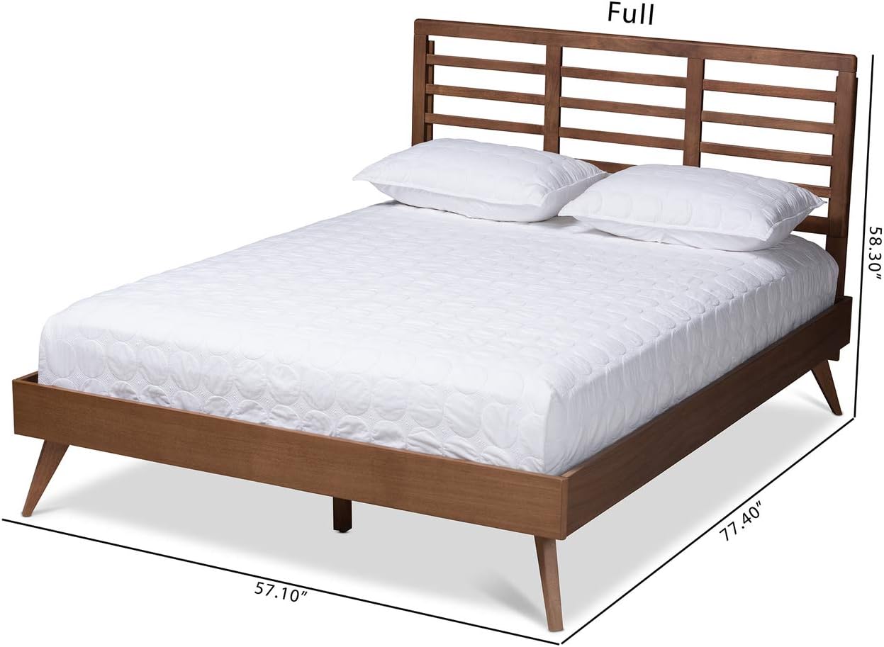 Baxton Studio Calisto Mid-Century Modern Walnut Brown Finished Wood King Size Platform Bed