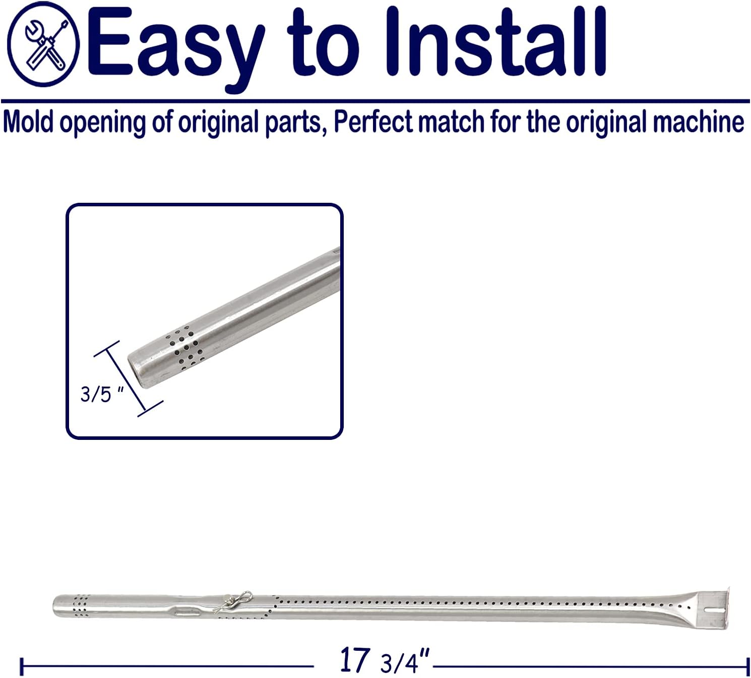 Gas Burner Tube Grill Replacement Parts for Charbroil 463377319 463376017 463347017 463335517 463342119 463347418 463377017 463342118 463342119 463342119, 4 Pack Grill Burner Pipe