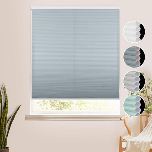 Homebox Cordless 100% Blackout Cellular Shades for Home,Shades for Indoor Windows, Honeycomb Blinds 18