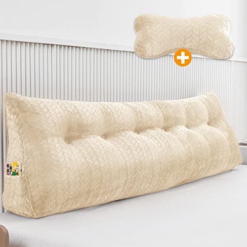 Large Bolster Triangular Headboard Pillow Large Reading Pillow Bed Wedge Pillow for Headboard Backrest Positioning Support Queen King with Removable Cover