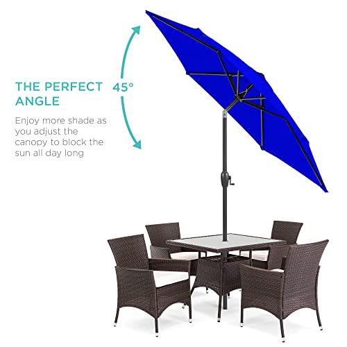 Best Choice Products 7.5ft Heavy-Duty Round Outdoor Market Table Patio Umbrella w/Steel Pole, Push Button Tilt, Easy Crank Lift - Gray