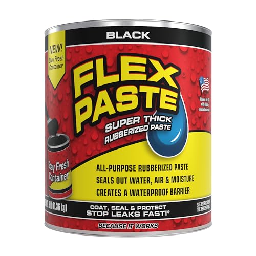 Flex Paste, 3 lb Can, White, Waterproof Paintable Putty, Spackle Sealant, Fill Gaps Cracks Holes - Block Out Water and Air - UV Resistant - Walls, Drywall, EPDM, Concrete, Roof, RV Repairs