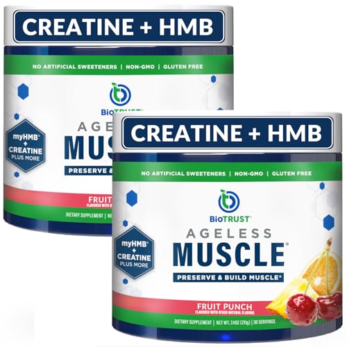 BioTrust Ageless Muscle Builder - Creatine HMB Powder with Vitamin D3 & Betaine - Build & Preserve Naturally Declining Muscle Mass & Strength - Unflavored, 30 Servings