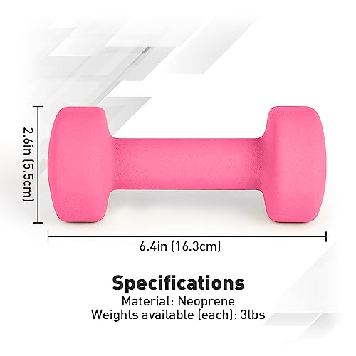 JBM Neoprene Dumbbell Pairs, 2-8lbs Hand Weight Set of 2 Non Slip Hexagonal Shape Dumbbell with Easy to Read Number, Fitness Dumbbell Set