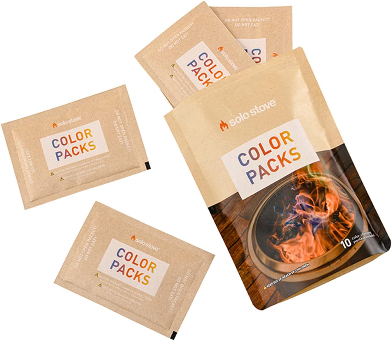 Solo Stove Color Pack 10 Color Changing Fire Packets, Adds Magic Fire Colorful Flames to Your Fire Pit & 4 Potential Fire Color - Blue, Green, Purple, and Yellow - Firepit Accessory for Outside Pits