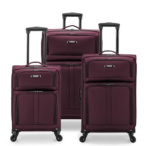 U.S. Traveler Anzio Softside Expandable Spinner Luggage, Navy, 3-Piece Set (22/26/30)