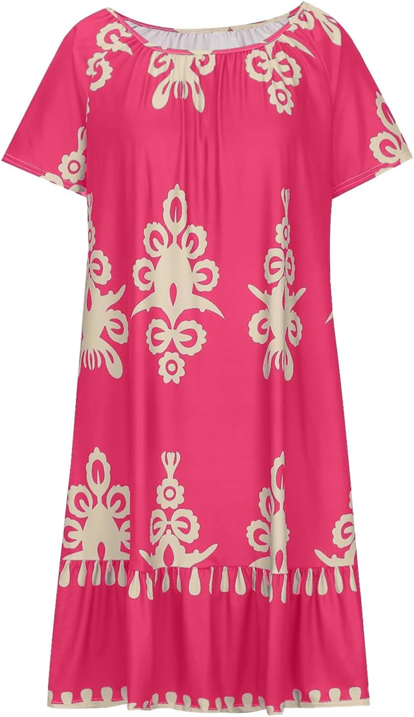 XJYIOEWT Dresses for Women 2024 Casual Spring Church Plus Size,Summer Dresses for Women Trendy Boho Floral Print