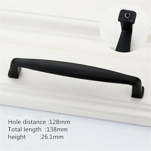 Modern Aluminum Alloy Black Cabinet Handles Kitchen Cupboard Door Pulls Drawer Knobs Fashion Furniture Hardware 1Pcs (Color : 96mm)