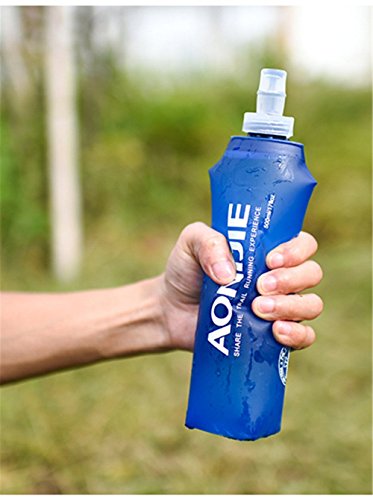 AONIJIE 2Pack of Soft Soft Folding Hydration Bottle Water Collapsible Flask BPA-Free Bottles (500ml without straws)