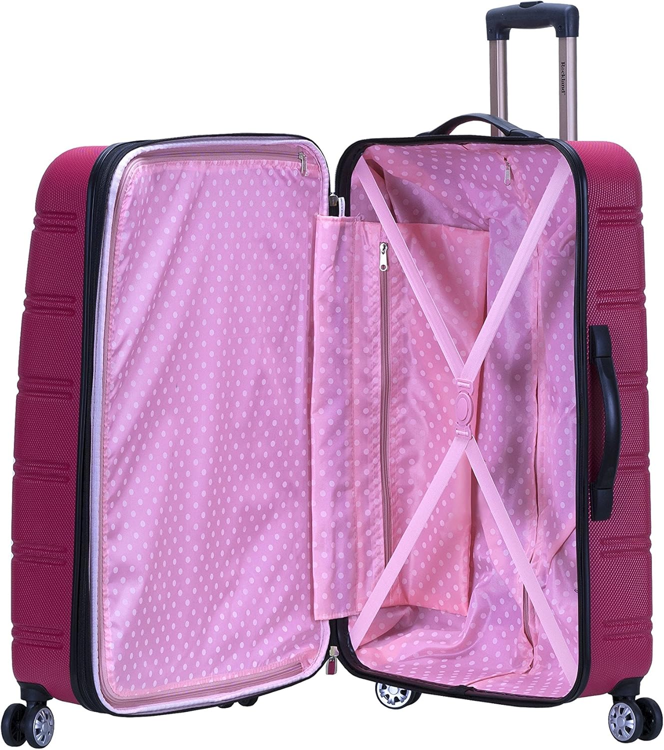 Rockland Melbourne Hardside Expandable Spinner Wheel Luggage, Magenta, Checked Large 28