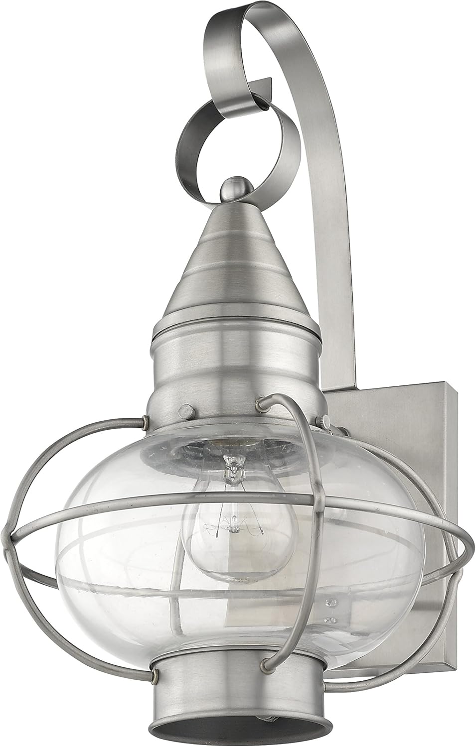 Livex Lighting 26901-91 Transitional One Light Outdoor Wall Lantern from Newburyport Collection in Pwt, Nckl, B/S, Slvr. Finish, Brushed Nickel