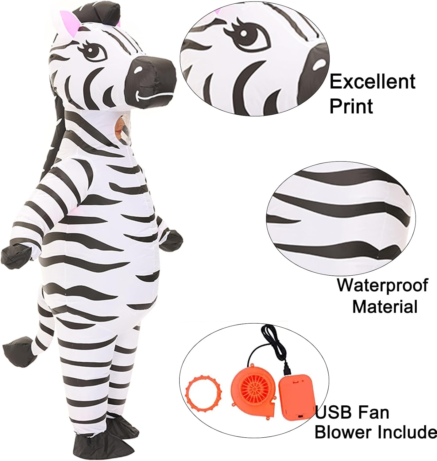 Zebra Inflatable Costume Zebra Costume Fancy Dress Jumpsuit for Party Zebra Blow Up Suit Zebra Costumes for Women