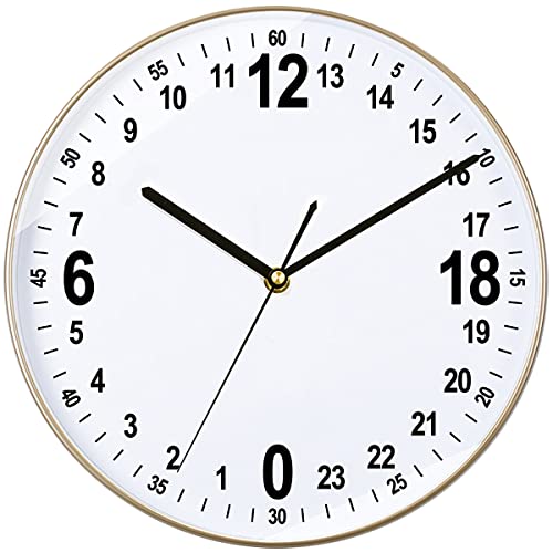 24 Hour Wall Clock 12 Inch Round Wall Clock Easy to Read White Dial Modern Simple Style Decor Clock for Home/Office/School/Kitchen/Bedroom/Living Room