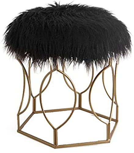 Foot Stool,Garden Furniture Modern Fashion Stool丨Dressing Chair for Bedroom Bedside丨Long Hair Stool-40x51cm Kitchen Ottomans(Color:Gray)