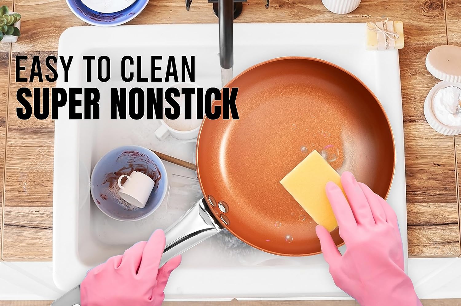 Razab Copper Frying Pan Set with Lids, 8