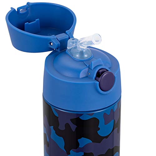 Snug Kids Water Bottle - insulated stainless steel thermos with straw (Girls/Boys) - Space Wars, 12oz
