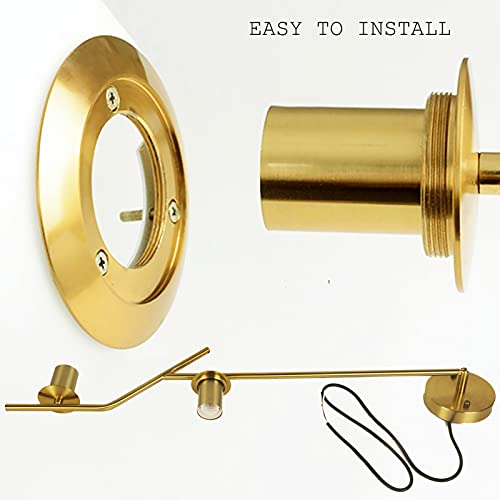 4 Lights Modern Globe Pendant Light Fixture Mid Century Chandelier G9 Bulb Brushed Brass Finished White Globe Glass Shade Dining Kitchen Living Room Lighting (Gold)